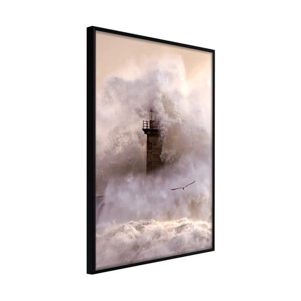 Lighthouse During a Storm poszter keretben, 40 x 60 cm - Artgeist