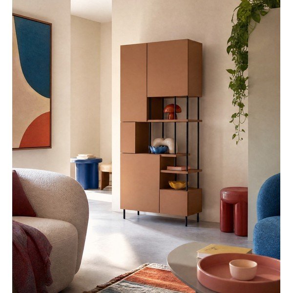 Téglavörös könyvespolc 84x175 cm Perla – Marckeric-image-1