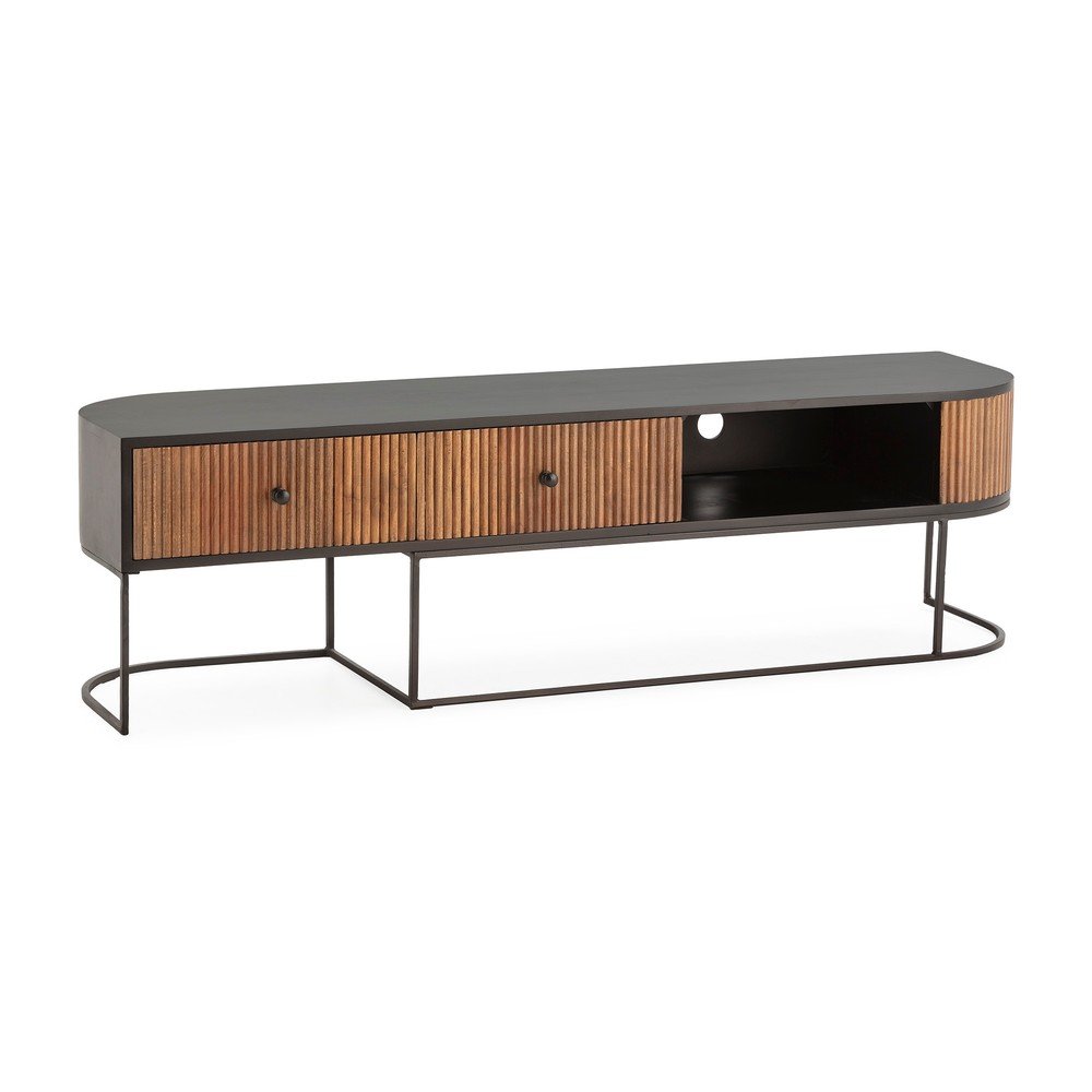 Natúr színű mangófa TV-állvány 160x45x40 cm Curve – MOME