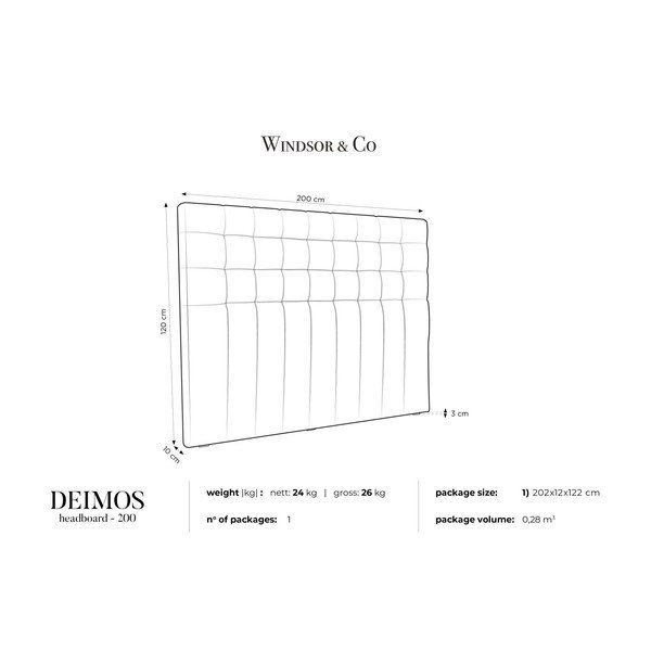 Deimos krémszínű ágytámla, 200 x 120 cm - Windsor & Co Sofas-image-3