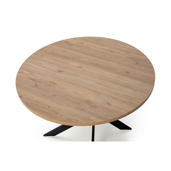 Kerek étkezőasztal tölgyfa dekoros asztallappal 120x120 cm Ther – Marckeric-image-3