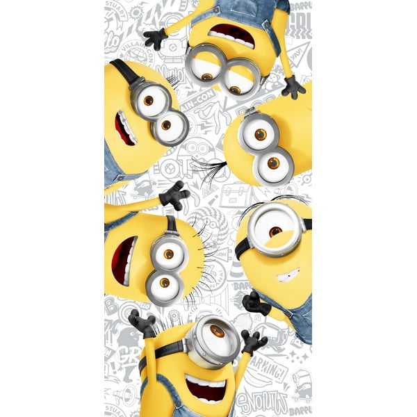 Sárga-fehér pamut gyerek fürdőlepedő 70x140 cm Minions 2 – Jerry Fabrics