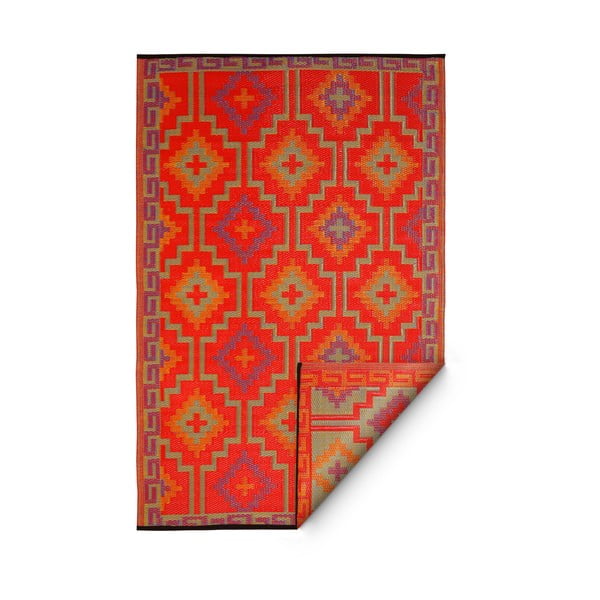 Lhasa Orange & Violet narancssárga-lila kétoldalas kültéri szőnyeg újrahasznosított műanyagból, 120 x 180 cm - Fab Hab-image-2