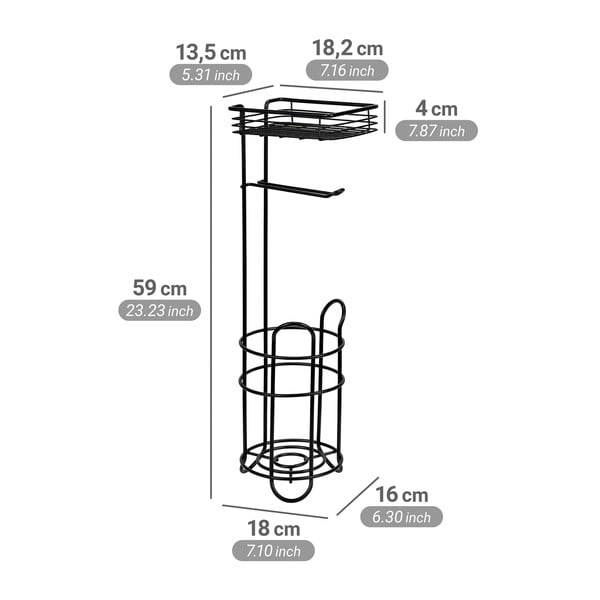 Fekete acél WC-papír tartó állvány – Wenko-image-4