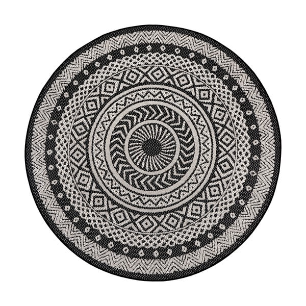 Round fekete-szürke kültéri szőnyeg, ø 120 cm - Ragami