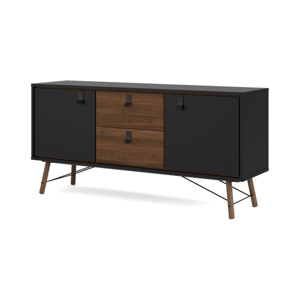 Fekete komód diófa dekorral 150x72x40 cm Ry – Tvilum-image-2