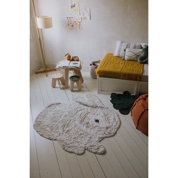 Világosszürke mosható kézi szövésű pamut gyerek szőnyeg 130x135 cm Bunny – Lorena Canals-image-3
