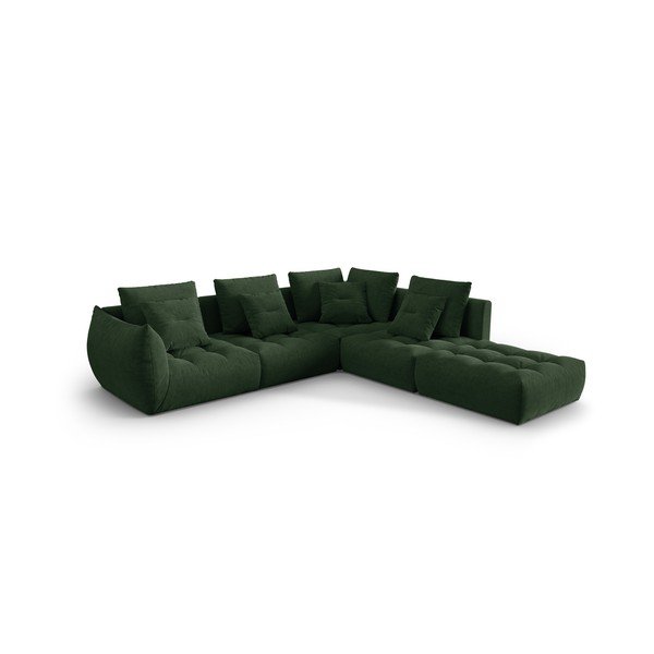 Sötétzöld sarokkanapé (jobb oldali-L alakú) Bloom – Micadoni Home-image-2