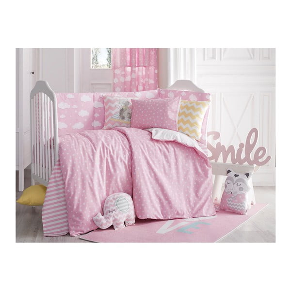 Carino rózsaszín egyszemélyes pamut, gyerek ágyneműhuzat lepedővel, 90 x 120 cm - Mike & Co. NEW YORK