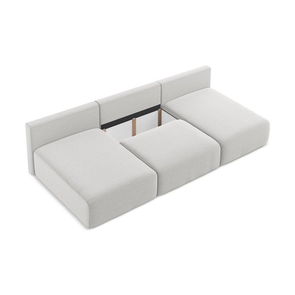Világosszürke bársony kinyitható-tárolóhelyes (U alakú) sarokkanapé Kalena – Makamii-image-4