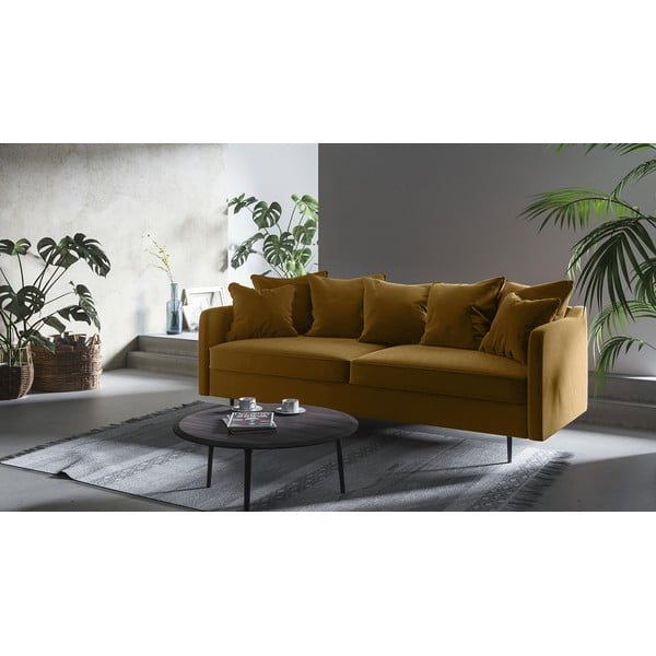Esme mézsárga bársony kanapé, 214 cm - Ghado-image-1