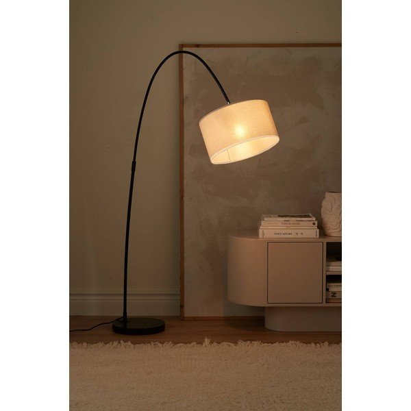 Fehér-fekete textil állólámpa hajlítható szerkezettel (magasság 145 cm) Arc – Ellos Home-image-1