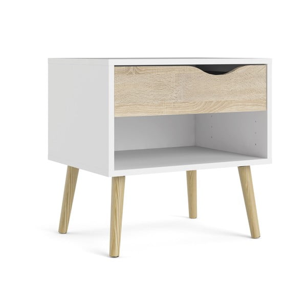 Fehér-natúr színű éjjeliszekrény Oslo – Tvilum-image-2