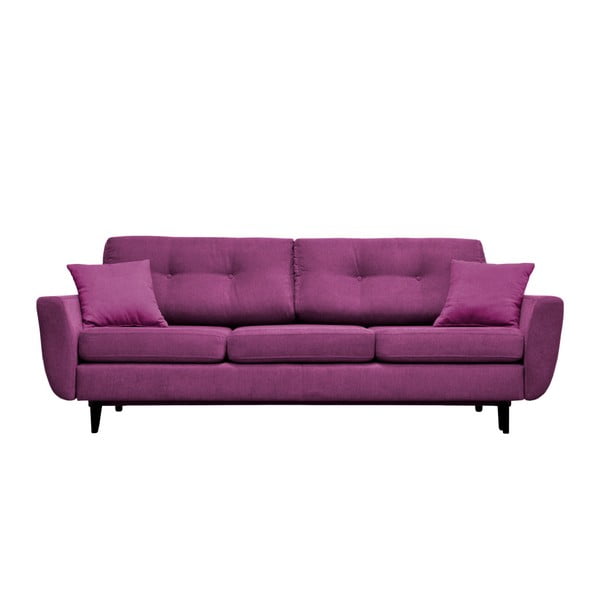 Jasmin lila 3 személyes kinyitható kanapé fekete lábakkal - Mazzini Sofas