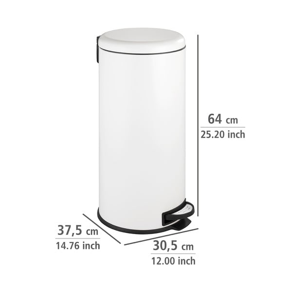 Fehér acél pedálos szemetes 30 l Leman – Wenko-image-3
