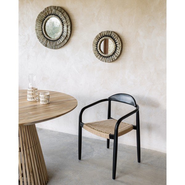 Glynis bézs-fekete eukaliptuszfa kerti szék - Kave Home-image-1