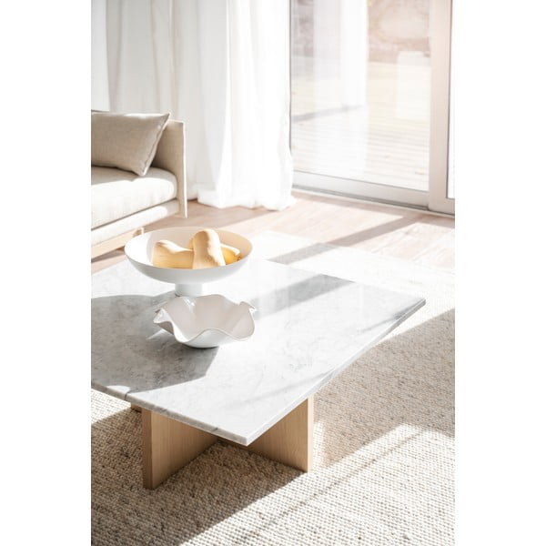 Fehér-barna márvány dohányzóasztal 90x90 cm Brooksville - Rowico-image-2
