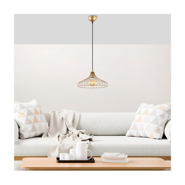 Aranyszínű függőlámpa fém búrával ø 36 cm Depay – Opviq lights-image-1