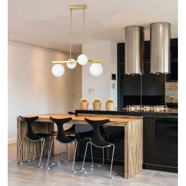 Fehér-aranyszínű függőlámpa üveg búrával Kama – Candellux Lighting-image-1