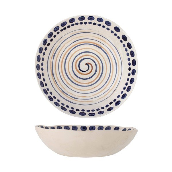 Sötétkék-bézs agyagkerámia szervírozó tál ø 39 cm Shama – Bloomingville-image-3