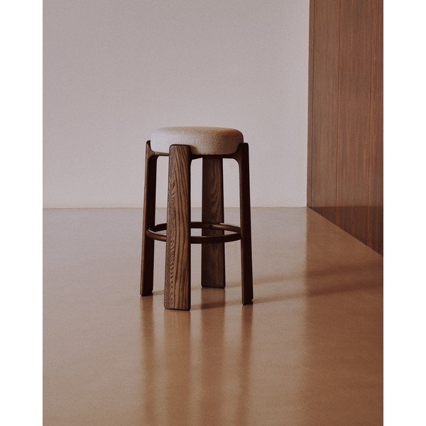 Bézs-sötét natúr színű kőrisfa bárszék (ülésmagasság 75 cm) Granite – Kave Home-image-4