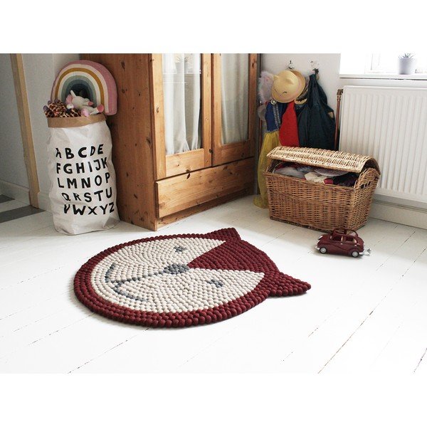 Ball Rugs Fox golyós, gyapjú gyerekszőnyeg, ⌀ 90 cm - Wooldot-image-1