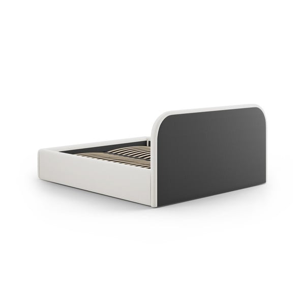 Bézs kárpitozott ágyneműtartós franciaágy ágyráccsal 140x200 cm Juno – Windsor & Co Sofas-image-4