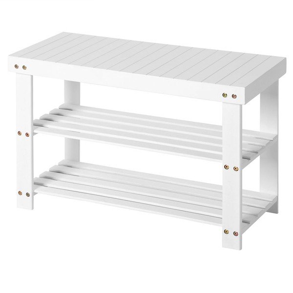 Fehér cipőtartó bambuszpolc (6 pár cipő), szélesség 70 cm - Songmics-image-2