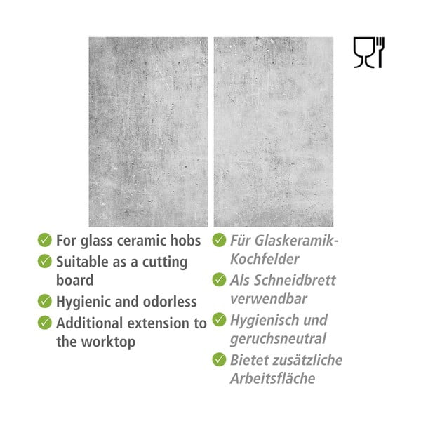 Edzett üveg tűzhely fedőlap szett 2 db-os 52x30 cm Concrete – Allstar-image-4