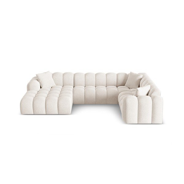 Krémszínű zsenília sarokkanapé (jobb oldali-U alakú) Treno – Cosmopolitan Design