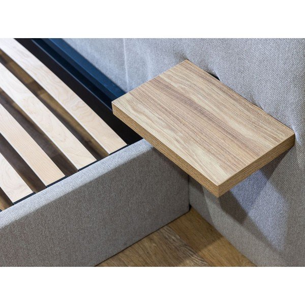 Világosszürke kárpitozott franciaágy tárolóhellyel, ágyráccsal 160x200 cm Blandine – Bobochic Paris-image-4