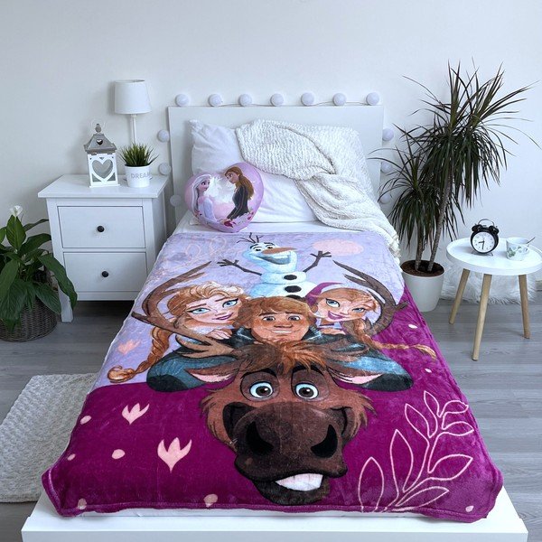Lila mikroplüss gyerek takaró 100x150 cm Frozen Family – Jerry Fabrics-image-2
