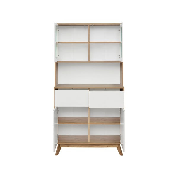 Fehér-natúr színű tálalószekrény tölgyfa dekorral 84x165 cm Skandi – Støraa-image-2