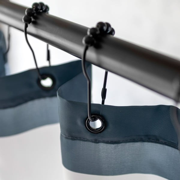 Fekete zuhanyfüggöny akasztó szett 10 db-os Aqua – Mette Ditmer Denmark-image-2