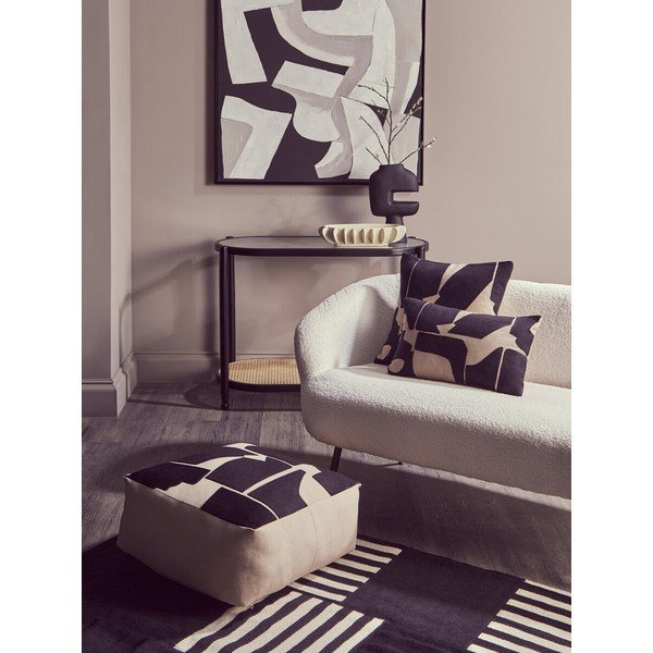 Fekete-natúr színű konzolasztal üveg asztallappal 49x100 cm Cebu – Premier Housewares-image-2