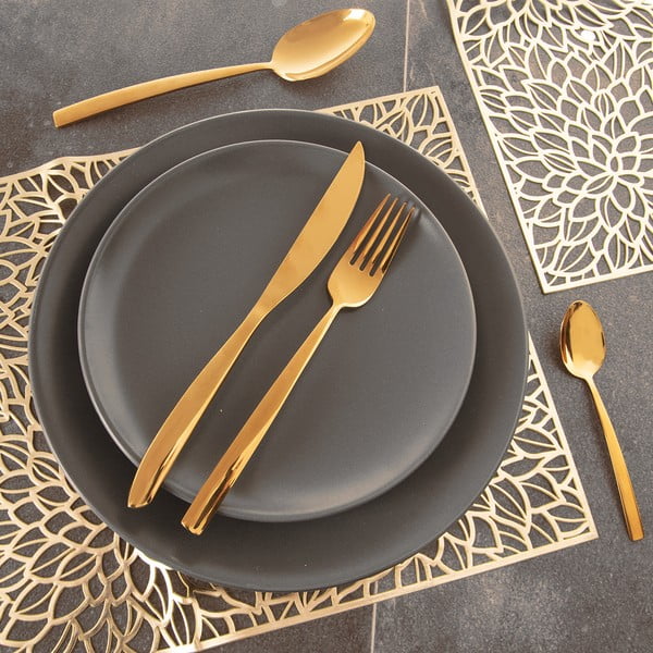 Aranyszínű rozsdamentes acél evőeszköz készlet 24 db-os Gold – Orion-image-1