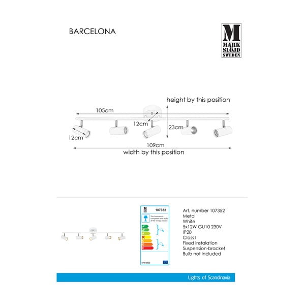 Barcelona fehér mennyezeti lámpa - Markslöjd-image-2