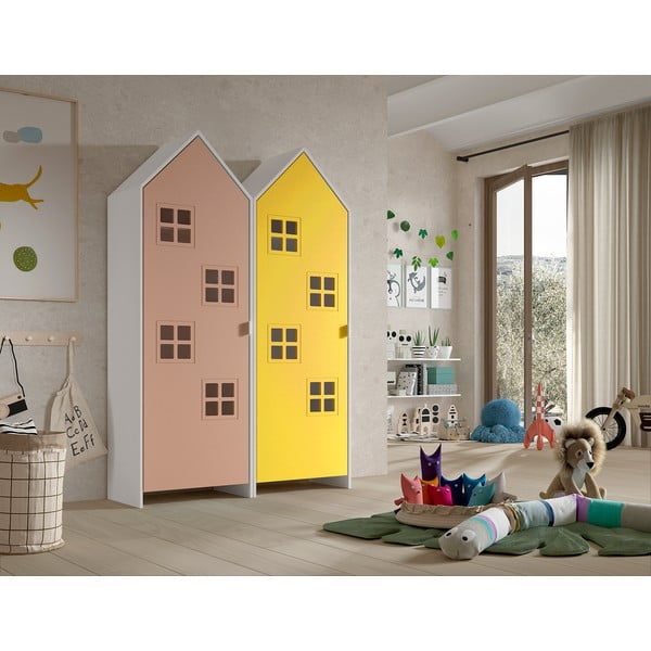 Sárga-rózsaszín gyerek ruhásszekrény 115x171,5 cm CASAMI BRUGES – Vipack-image-1