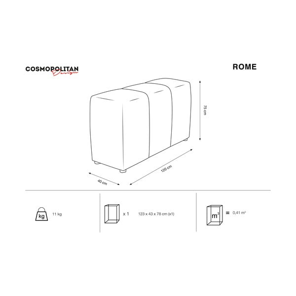 Kék bársony háttámla moduláris kanapéhoz Rome Velvet - Cosmopolitan Design-image-3