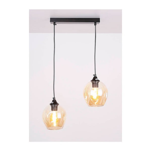 Fekete függőlámpa üveg búrával 14x48 cm Aspa – Candellux Lighting-image-1