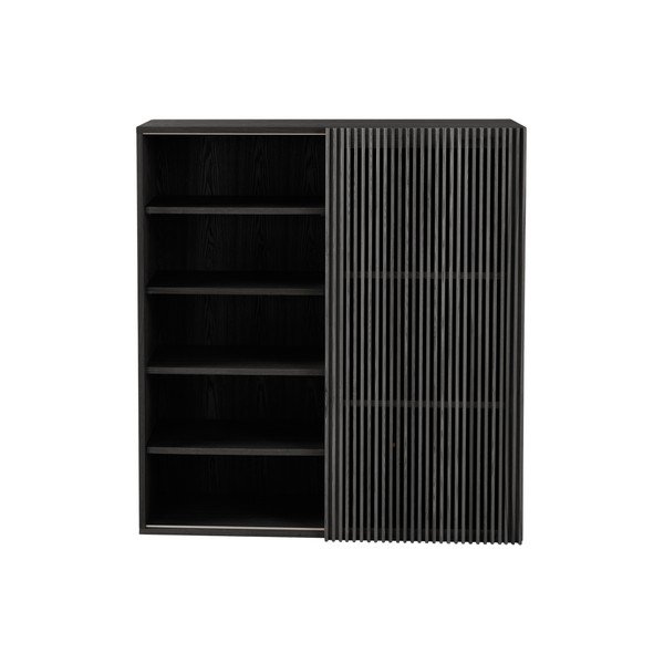 Fekete előszoba bútor kőrisfa dekorral 110x120x40 cm Sion – Jotex-image-4