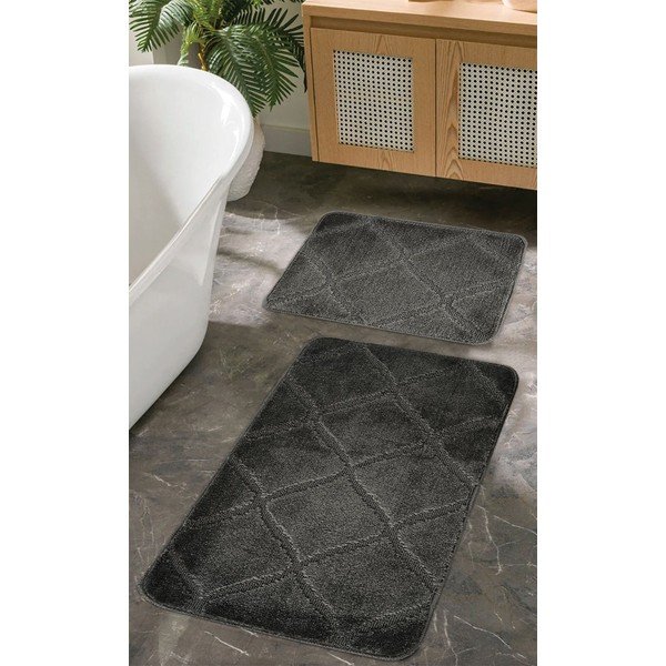 Antracitszürke fürdőszobai kilépő szett 2 db-os 50x80 cm Cizgili – Foutastic-image-1