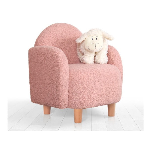 Rózsaszín buklé gyerek fotel Moylo – Artie