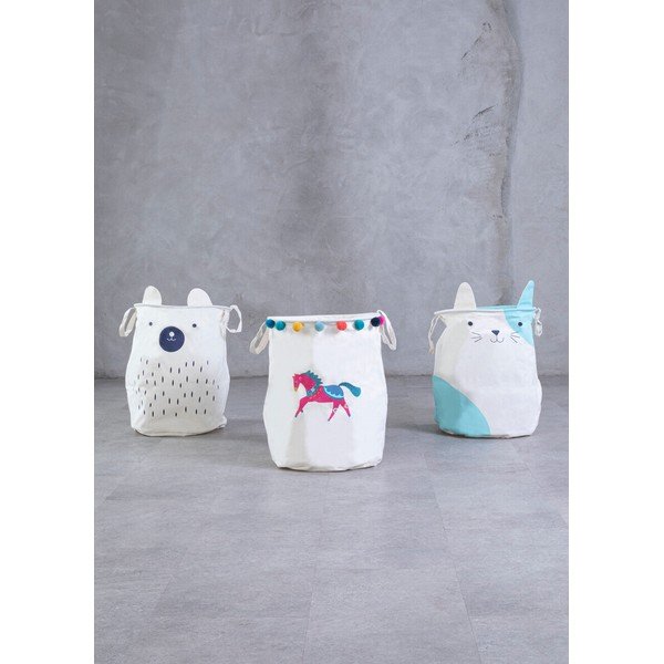 Fehér textil játéktároló kosár ø 40x48 cm Mimo Cat Face – Premier Housewares-image-2