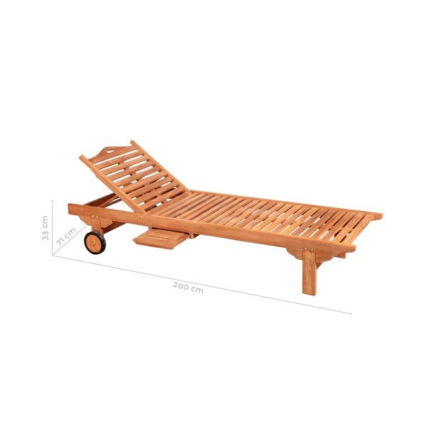 Natúr színű tömörfa kerti napozóágy Teka – LDK Garden-image-2