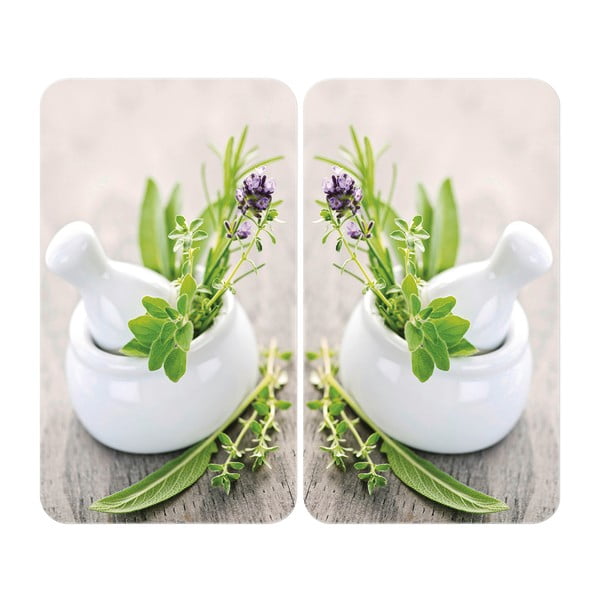 Edzett üveg tűzhely fedőlap szett 2 db-os 30x52 cm Herb – Wenko