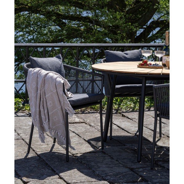Sötétszürke fém-párnázott kerti szék Salerno – House Nordic-image-1