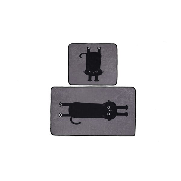 Fekete-szürke fürdőszobai kilépő szett 2 db-os 60x100 cm Comfort – Foutastic