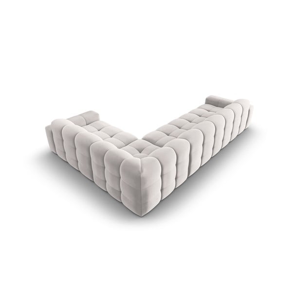 Világosszürke bársony sarokkanapé (jobb oldali) Kendal – Micadoni Home-image-4