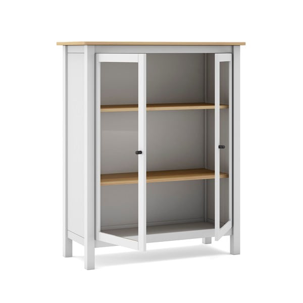 Fehér-natúr színű borovi fenyő tálalószekrény 90x110 cm Misti – Marckeric-image-4